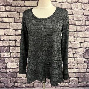 Jones New York Black & Gray Heathered Tunic Size Small